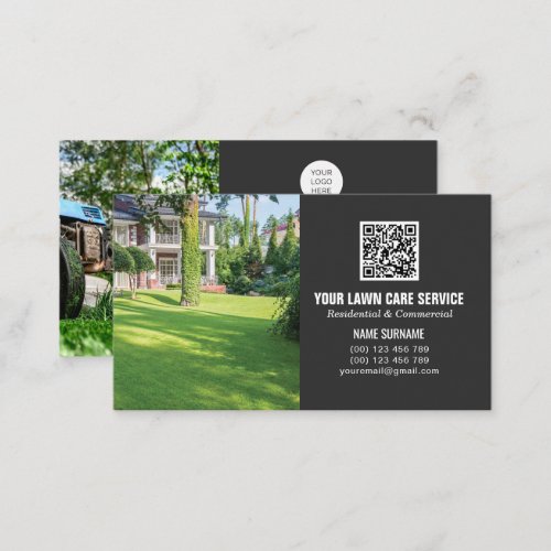 QR code Lawn Care business card with photos