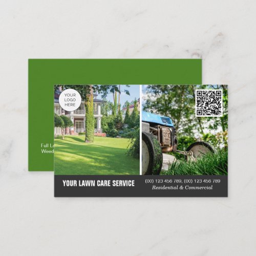 QR code Lawn Care business card with photos
