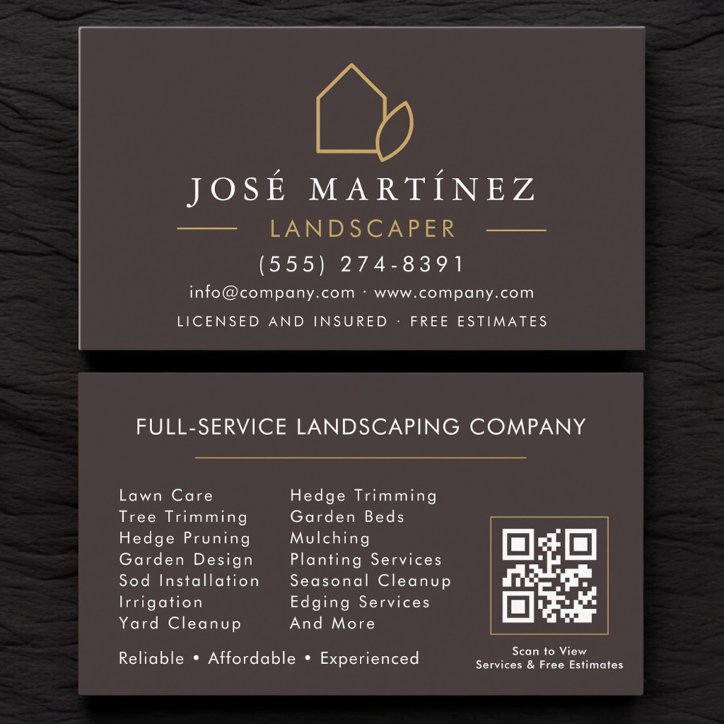QR Code Lawn Care Garden Landscaper Business Card