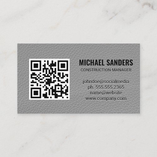 QR Code  Leather Background Business Card