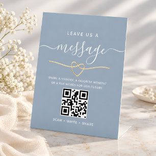 QR Code Leave Us a Message Wedding Pedestal Sign