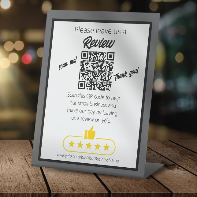 QR code 'leave us a review' YELP  Pedestal Sign (Creator Uploaded)