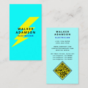 (QR Code & Lightning) Modern Electrician Service Business Card