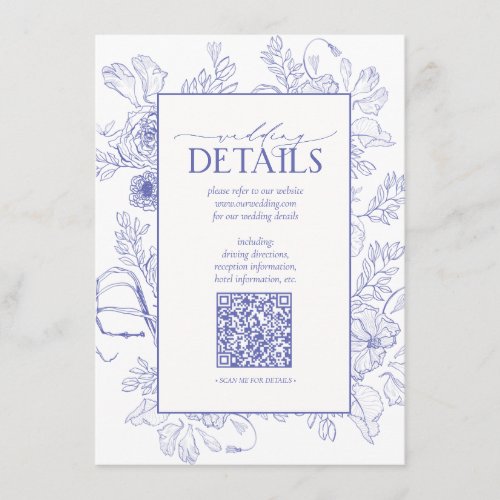 QR Code Lilac Lavender Floral Wedding Details Enclosure Card