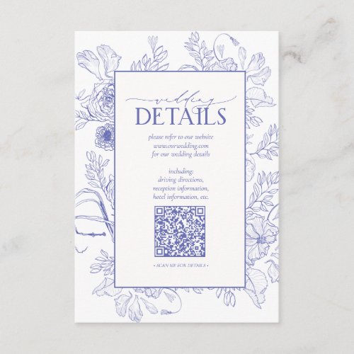 QR Code Lilac Lavender Floral Wedding Details Enclosure Card