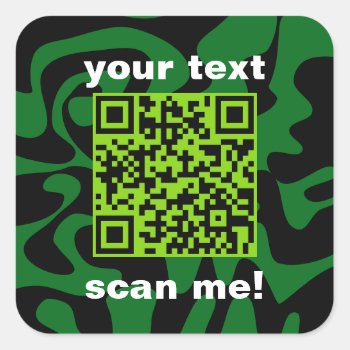 Qr Code Lime Dark Green And Black Bright Modern Square Sticker by TabbyGun at Zazzle
