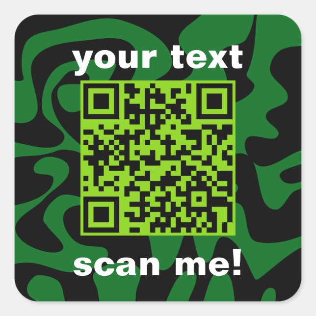 QR Code Lime Dark Green And Black Bright Modern Square Sticker (Front)