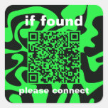 QR Code lime green cute lost found Square Sticker