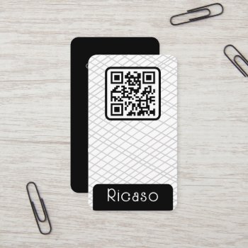 Qr Code Lined Pattern Personalized Business Card by Ricaso_Intros at Zazzle