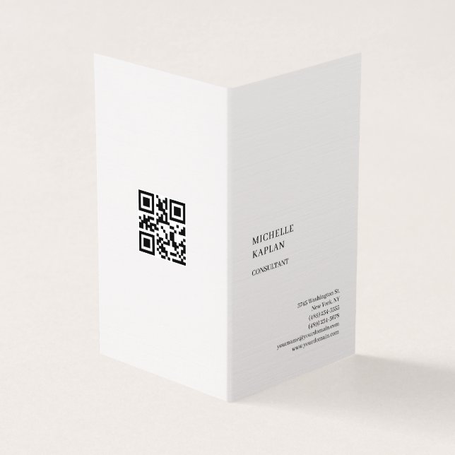 QR Code Linen Modern Professional Exclusive Business Card (Outside)