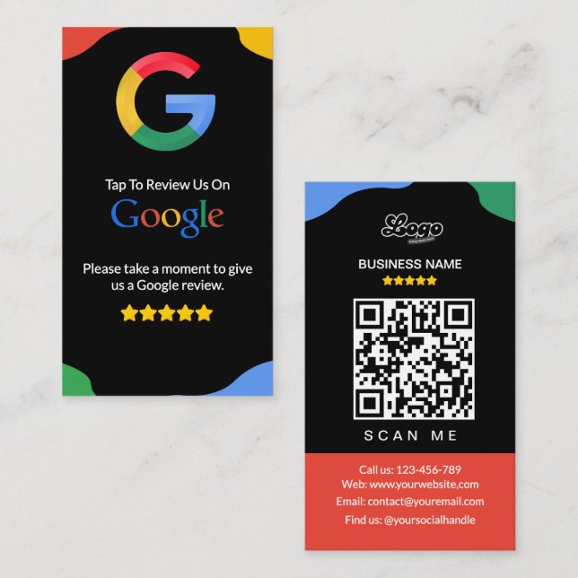QR Code Link Black Google Review  Enclosure Card (Front/Back)