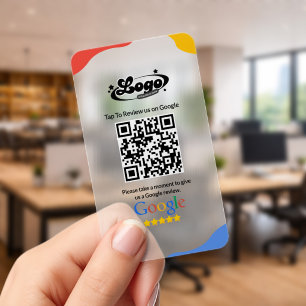 QR Code Link Google Review  Clear Business Cards