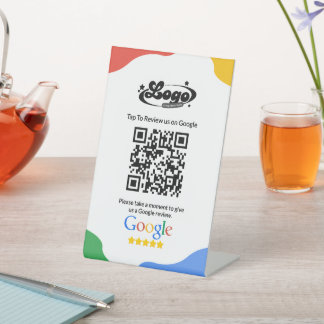 QR Code Link Google Review Pedestal Sign