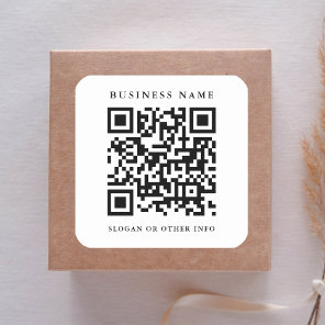 QR Code Link Minimal Business Name Square Sticker