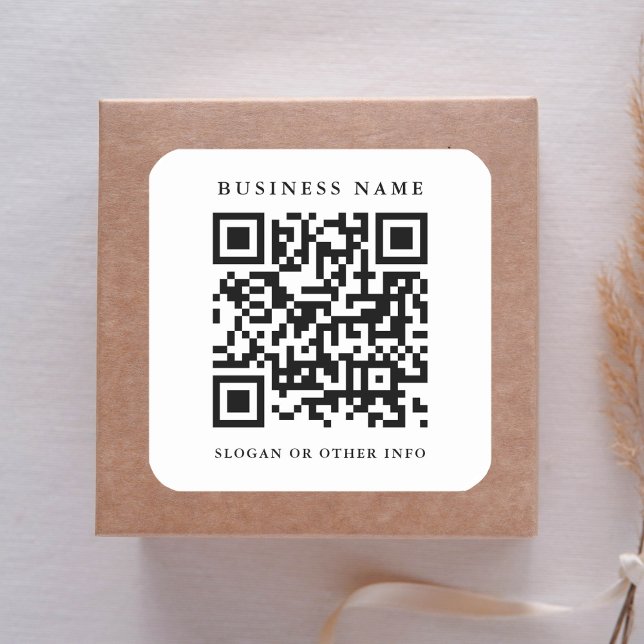 QR Code Link Minimal Business Name Square Sticker (Creator Uploaded)