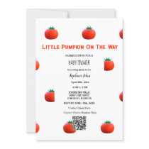 QR Code Little Pumpkin On The Way Baby Shower  Invitation