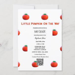 QR Code Little Pumpkin On The Way Baby Shower Invitation