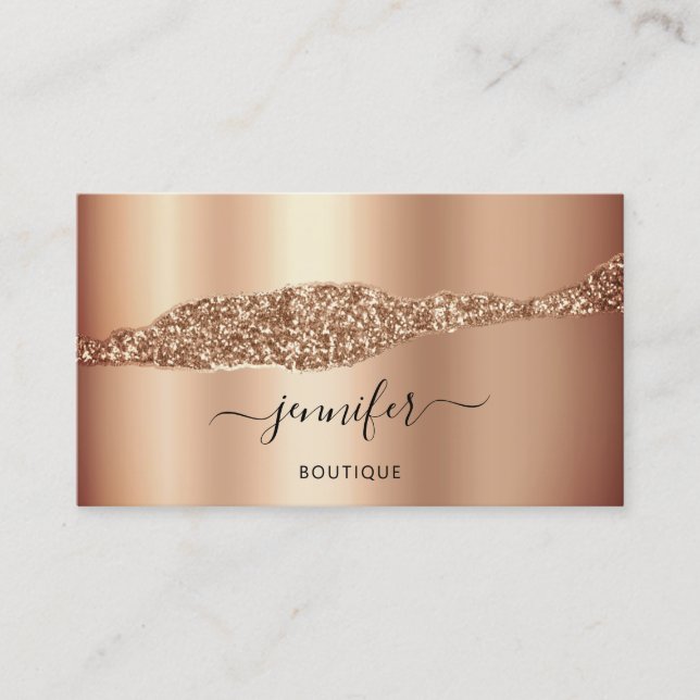  QR Code Logo Abstract Copper Rose Gold Business Card (Front)