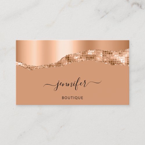  QR Code Logo Abstract Copper Stroke Brown Business Card