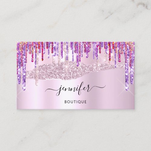  QR Code Logo Abstract Online Pink Purple Drips Business Card