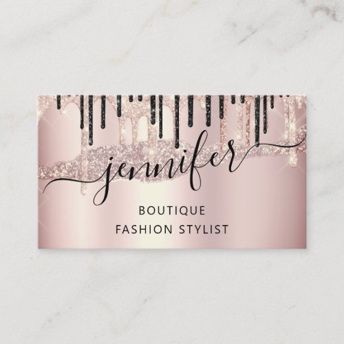  QR Code Logo Abstract Online Shop Rose Gold Drips Business Card