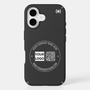 QR Code , Logo and Custom Text Stamp iPhone Case
