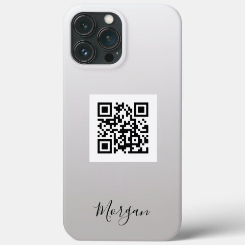 QR Code Logo Art or Photo Blk Name Gradient Grey iPhone 13 Pro Max Case