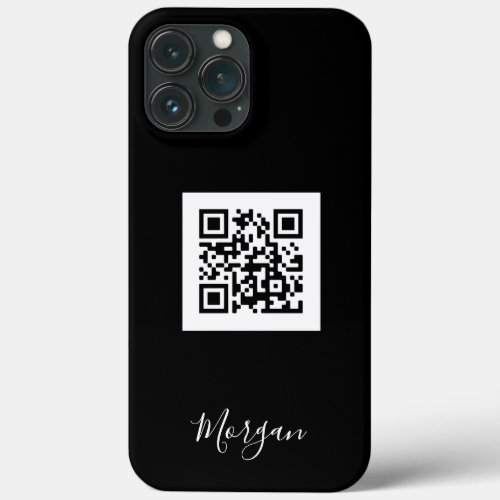 QR Code Logo Art or Photo Blk Script Name Black iPhone 13 Pro Max Case