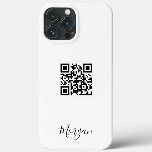 QR Code Logo Art or Photo Blk Script Name White iPhone 13 Pro Max Case