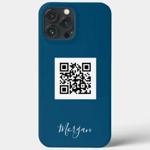 QR Code, Logo Art or Photo, Script Name Ocean Blue iPhone 13 Pro Max Case