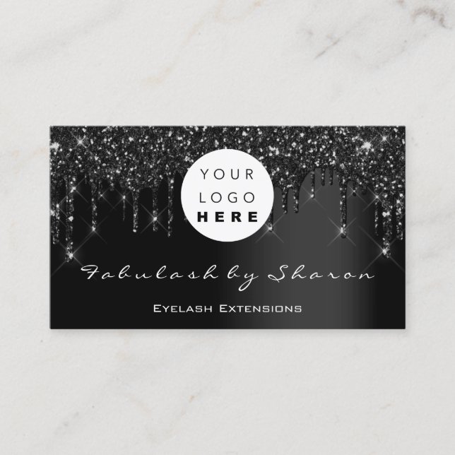Qr Code Logo Black Drips Professional  Business Card (Front)