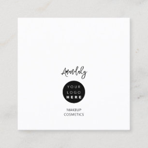 QR Code Logo Black White Minimalism Elegant Square Business Card