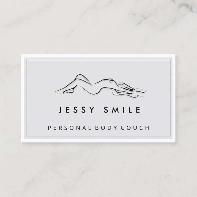 QR CODE Logo Body Sculpting Massage Care Gray Business Card (Front)