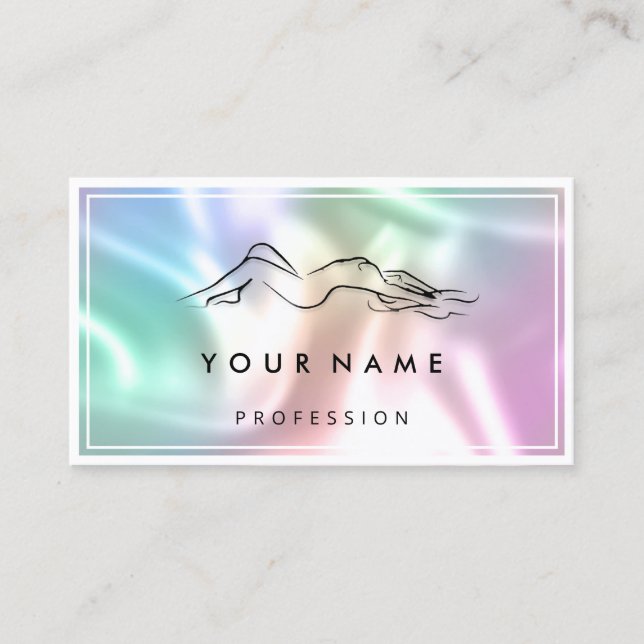 QR CODE Logo Body Sculpting Massage Care Holograph Business Card (Front)
