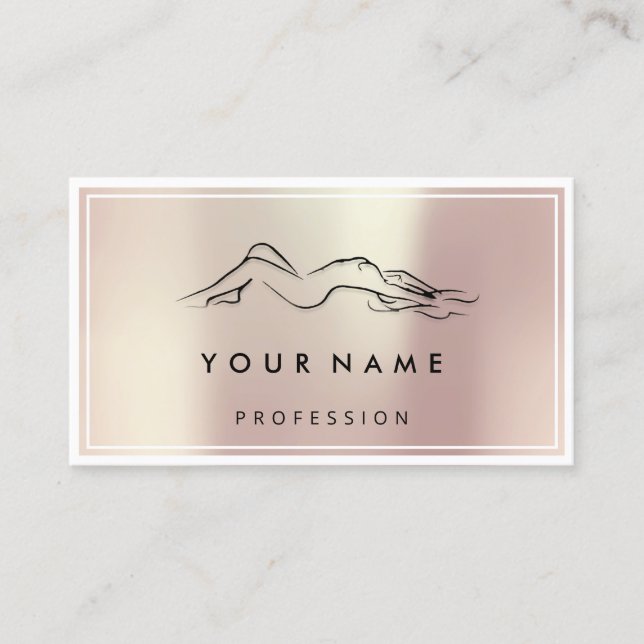 QR CODE Logo Body Sculpting Massage Care Rose Business Card (Front)