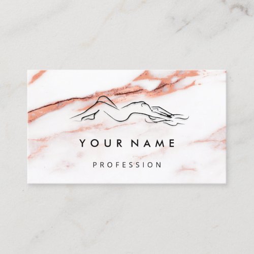 QR CODE Logo Body Sculpting Massage Marble Rose Business Card