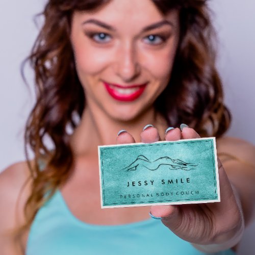 QR CODE Logo Body Sculpting Massaged Green Water  Business Card