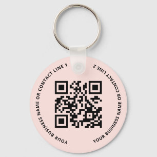 QR Code Logo Business Blush Pink Keychain