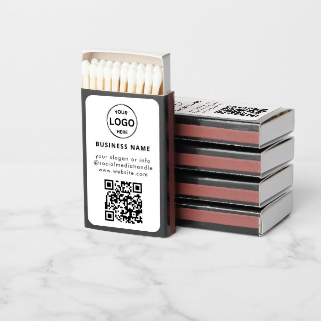 Qr Code Logo Business Minimalist Simple Matchboxes (Stacked)