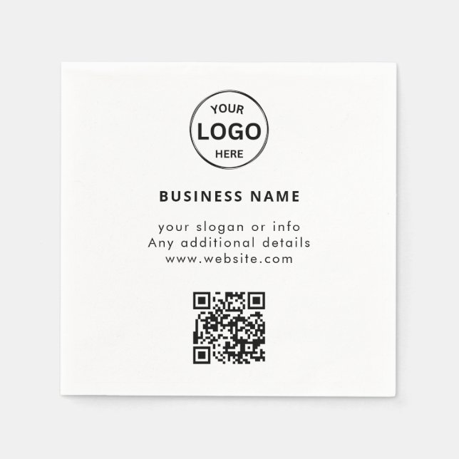 Qr Code Logo Business Minimalist Simple Napkins (Front)