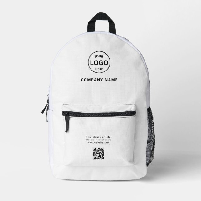 Qr Code Logo Business Minimalist Simple Printed Backpack (Front)