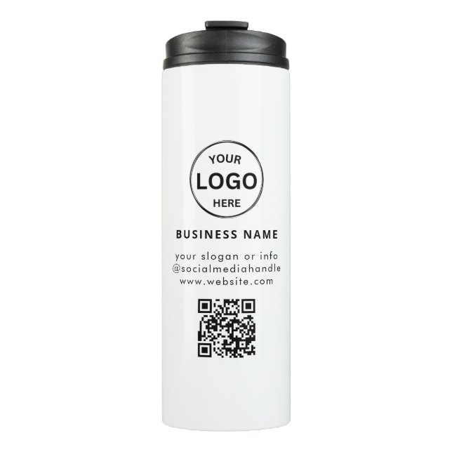 Qr Code Logo Business Minimalist Simple Thermal Tumbler (Front)