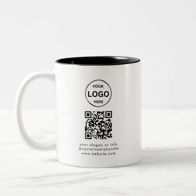 Qr Code Logo Business Minimalist Simple Two-Tone Coffee Mug (Left)