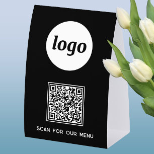 QR Code Logo Business Scan for Menu Paper Table Tent