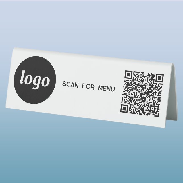 QR Code Logo Business Scan for Menu Table Tent (Logo QR code Scan for Menu table tent sign for care bar restaurant and other business)
