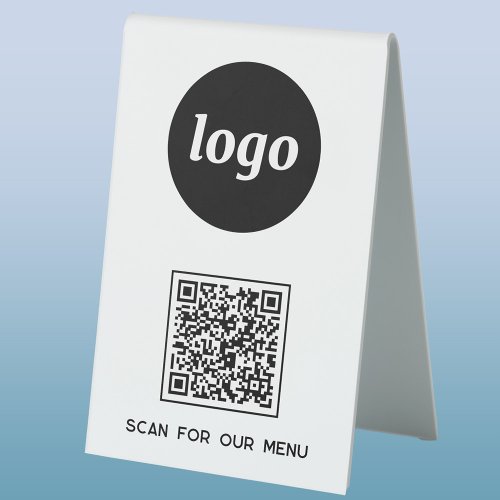 QR Code Logo Business Scan for Menu Table Tent Sign