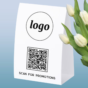 QR Code Logo Business Scan for Promotions Paper Table Tent