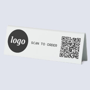 QR Code Logo Business Scan to Order Table Tent