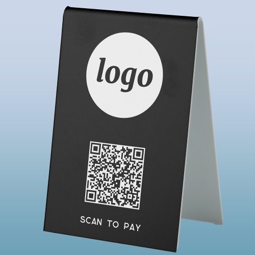 QR Code Logo Business Scan to Pay Table Tent Sign