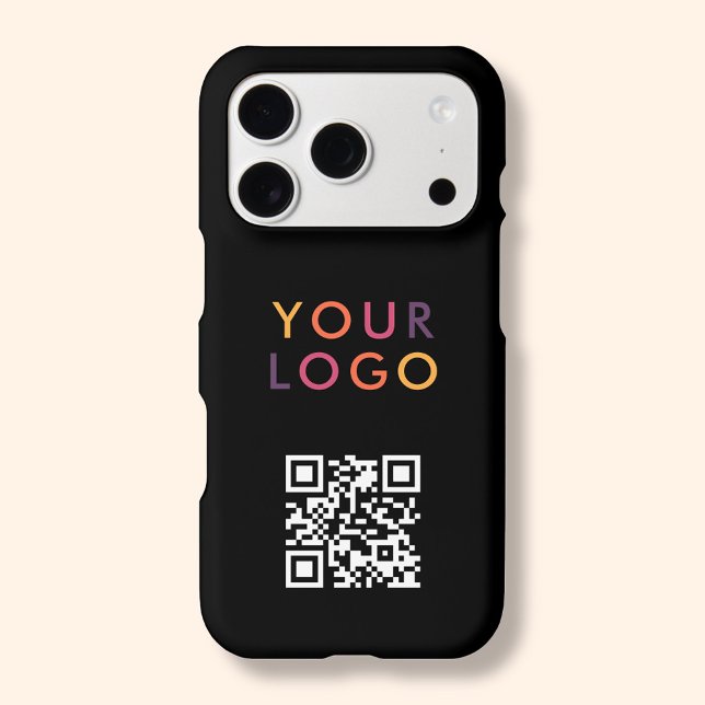 QR Code Logo Business Simple Black iPhone Case (Creator Uploaded)